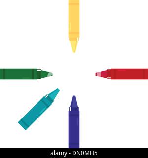 Matite colorate nel cerchio isolato su bianco Illustrazione Vettoriale