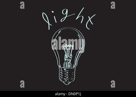 Lampadina con un background e illustrazione di testo Illustrazione Vettoriale