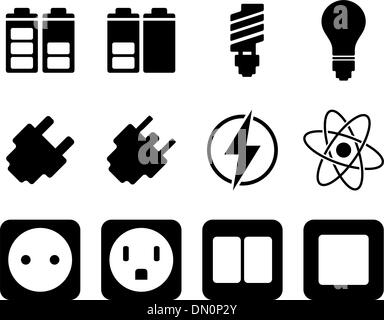 Produzione di energia e di elettricità, icona impostare Illustrazione Vettoriale