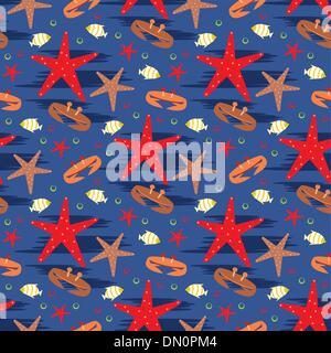 Seamless granchi e pattern starfishes Illustrazione Vettoriale