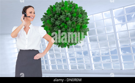 Immagine composita di allegro smart call center lavoro agente Foto Stock