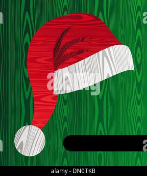 Natale a trama di legno Santa hat scheda di forma Illustrazione Vettoriale