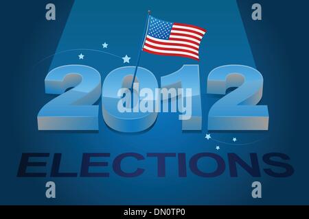 Illustrate l'immagine della bandiera americana e 2012 elezione Illustrazione Vettoriale