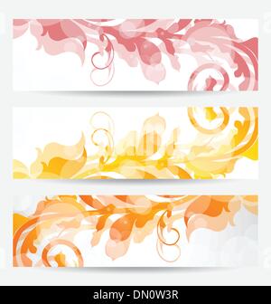 Impostare i modelli floreali con modifica colori autunnali Illustrazione Vettoriale