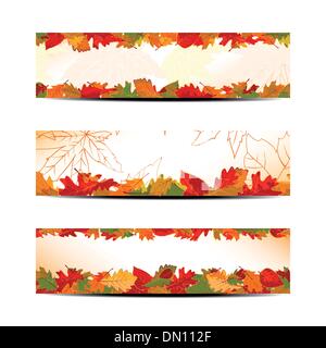 Set di colori d'autunno lascia il banner Web o la testata Illustrazione Vettoriale