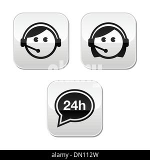 Gli agenti del servizio clienti i pulsanti impostati Illustrazione Vettoriale