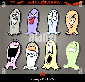 Halloween fantasmi emoticon Illustrazione Vettoriale