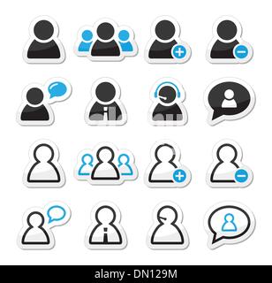 Uomo utente icona set di etichette per il sito web Illustrazione Vettoriale