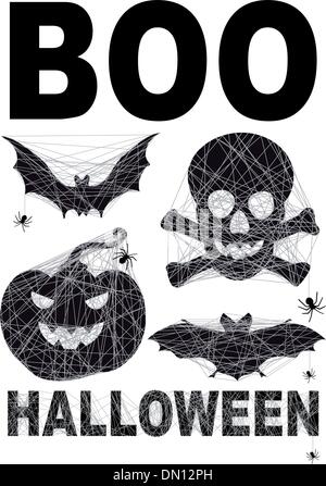 Halloween icon set con spidernet, vettore Illustrazione Vettoriale