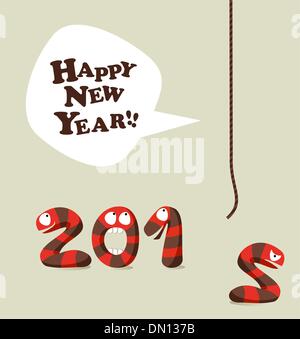 Divertente snake felice anno nuovo 2013 biglietto di auguri Illustrazione Vettoriale