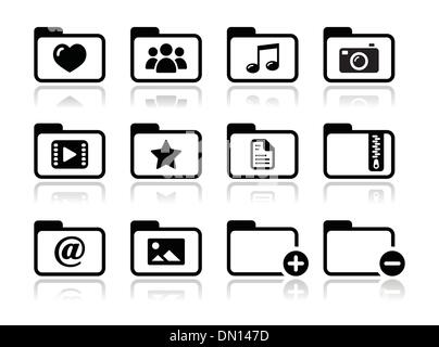 Documenti della cartella Musica film set di icone Illustrazione Vettoriale