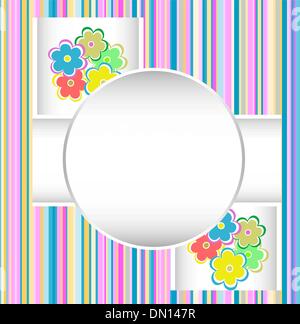 Carino happy birthday card con fiori di vettore. Illustrazione Vettoriale