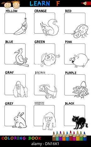 Colori primari cartoon impostato per la colorazione Illustrazione Vettoriale