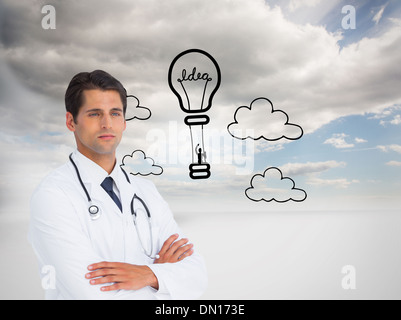 Immagine composita di grave medico con le braccia incrociate Foto Stock