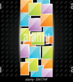 Abstract background in metallo con quadrati colorati Illustrazione Vettoriale