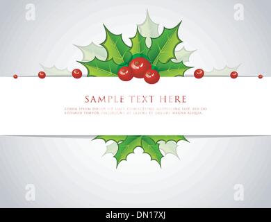 Holly ramo di natale indietro Illustrazione Vettoriale