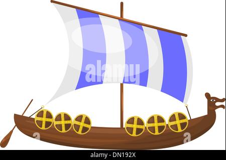 Cartoon Viking Ship. eps10 Illustrazione Vettoriale