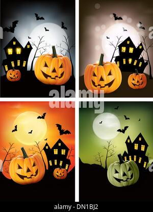 Quattro i banner di Halloween. Vettore. Illustrazione Vettoriale