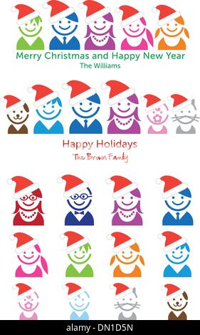 Natale in famiglia card, vettore persone icona impostare Illustrazione Vettoriale