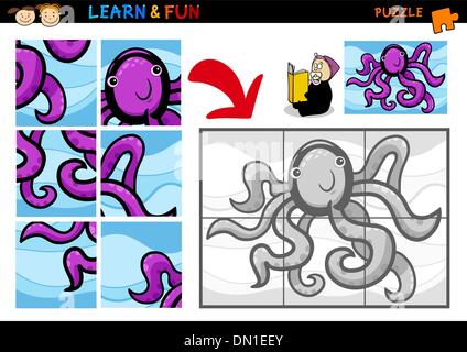 Cartoon octopus gioco di puzzle Illustrazione Vettoriale
