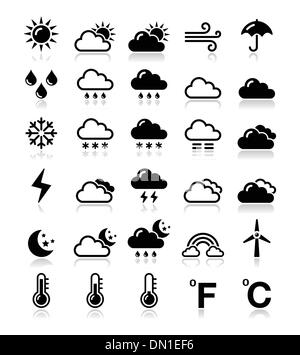 Icone meteo set - vettore Illustrazione Vettoriale