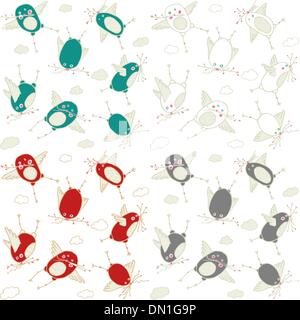 Divertente Uccelli modello senza giunture Illustrazione Vettoriale