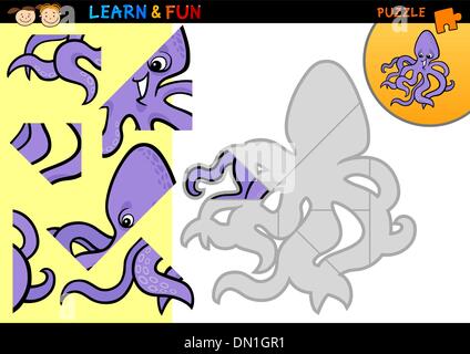 Cartoon octopus gioco di puzzle Illustrazione Vettoriale