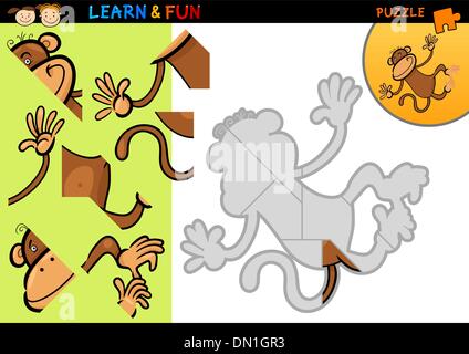 Cartoon monkey puzzle game Illustrazione Vettoriale