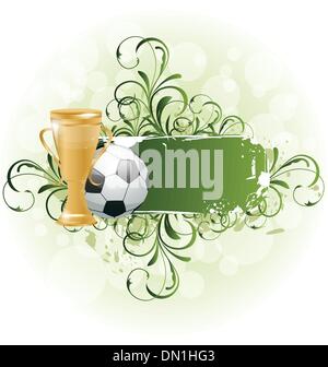 Grunge floral football card con sfera e premio Illustrazione Vettoriale