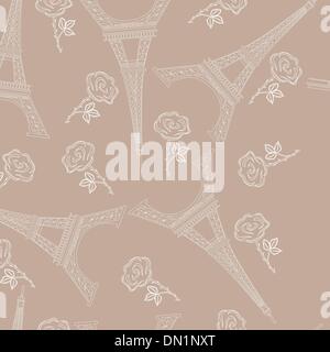Seamless pattern marrone con la torre eiffel Illustrazione Vettoriale