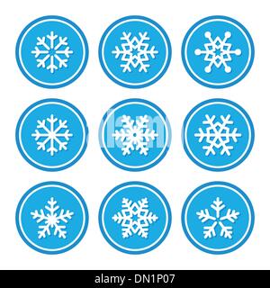 I fiocchi di neve delle icone come etichette retrò Illustrazione Vettoriale