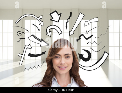 Immagine composita del ritratto femminile di infermiere tenendo fuori aprire palm Foto Stock