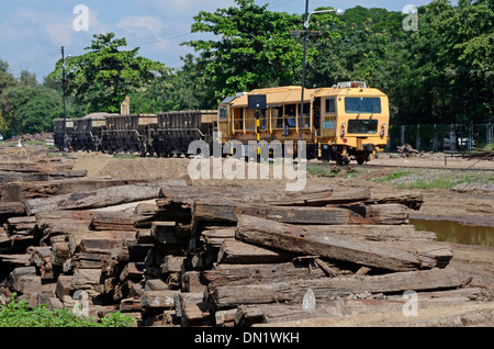 Le traversine ferroviarie a Chiang Mai stazione ferroviaria,della Thailandia . Foto Stock