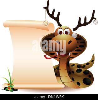 Carino il natale snake con segno vuoto Illustrazione Vettoriale