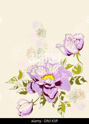 Sfondo floreale con peonia Illustrazione Vettoriale