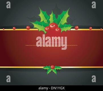 Holly ramo di natale indietro Illustrazione Vettoriale