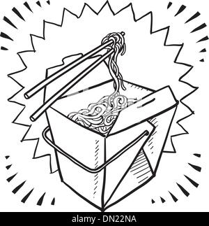 Cibo cinese schizzo Illustrazione Vettoriale