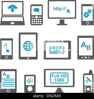 Set di icone di computer e dispositivi mobili Illustrazione Vettoriale