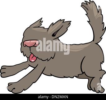 Esecuzione di shaggy dog cartoon illustrazione Illustrazione Vettoriale