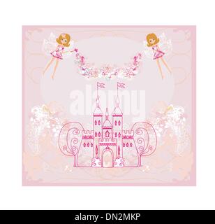 Fairy volare al di sopra di castello Illustrazione Vettoriale