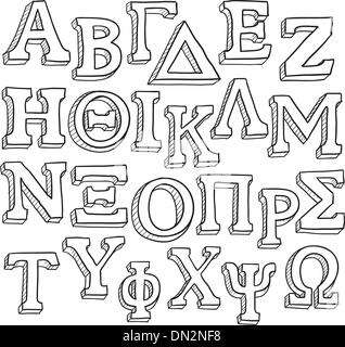 Alfabeto greco schizzo Illustrazione Vettoriale