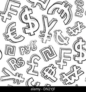 Seamless simbolo di valuta lo sfondo Illustrazione Vettoriale