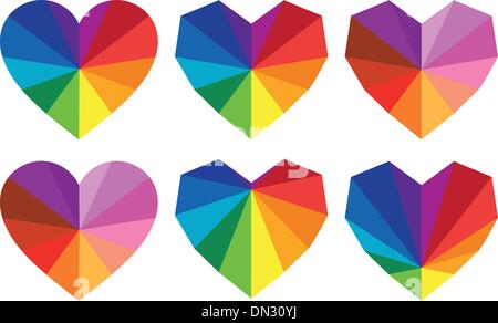 Cuori colorati, set di vettore Illustrazione Vettoriale