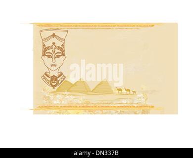 Vecchia carta con regina egiziana Illustrazione Vettoriale