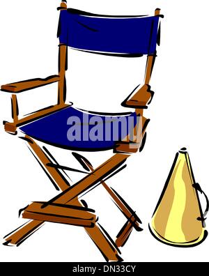 Sedia regista e megafono Illustrazione Vettoriale