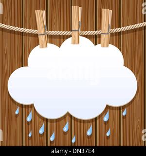 White paper cloud su uno stendibiancheria Illustrazione Vettoriale