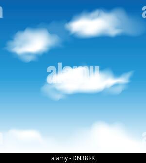 Sfondo cielo blu con nuvole realistiche Illustrazione Vettoriale
