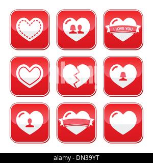 Amore cuori pulsanti impostati per il giorno di San Valentino Illustrazione Vettoriale