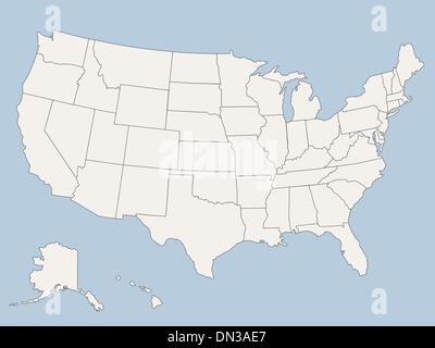 Mappa vettoriale degli stati uniti d'America Illustrazione Vettoriale