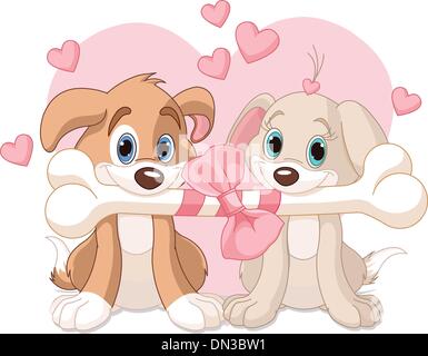 Due cani di San Valentino Illustrazione Vettoriale